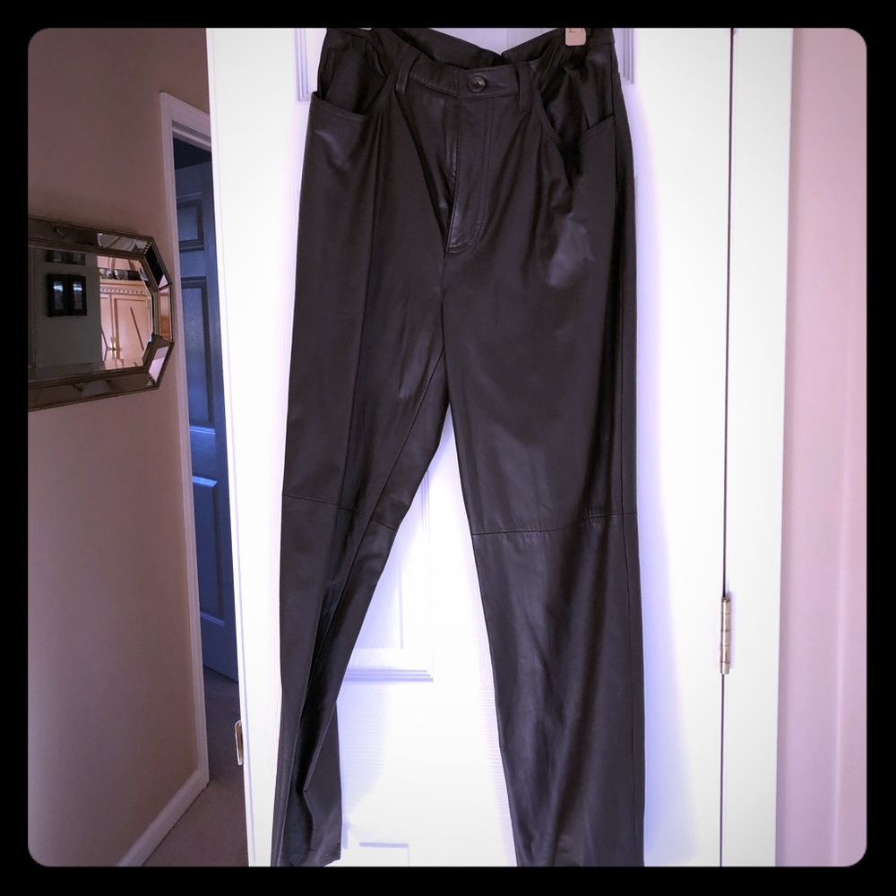 Brown leather pants